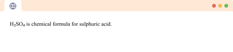 Chemical formula written in subscript